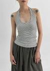 Pollenne Slim Fit Long Halter Sleeveless Top