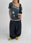 Berton Printing Off-shoulder Short Sleeve T-shirt