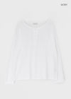 Diamon Loose Fit Henley Neck Long Sleeve Tee