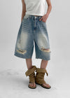 Rebabee Damage Bermuda Denim Pants