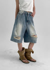 Rebabee Damage Bermuda Denim Pants