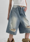 Rebabee Damage Bermuda Denim Pants