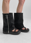 Zip-up Platform Slip-on Mid-boots