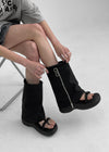 Zip-up Platform Slip-on Mid-boots