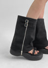 Zip-up Platform Slip-on Mid-boots