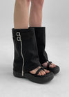 Zip-up Platform Slip-on Mid-boots