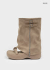 Zip-up Platform Slip-on Mid-boots