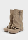 Zip-up Platform Slip-on Mid-boots