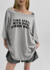 Spine Lettering Off-shoulder Short Sleeve T-shirt