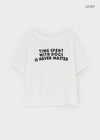 Spine Lettering Off-shoulder Short Sleeve T-shirt