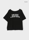 Spine Lettering Off-shoulder Short Sleeve T-shirt