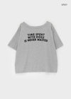 Spine Lettering Off-shoulder Short Sleeve T-shirt