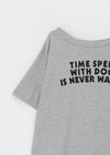 Spine Lettering Off-shoulder Short Sleeve T-shirt