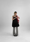 Lerding Nylon Balloon Pleated Mini Dress