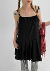 Lerding Nylon Balloon Pleated Mini Dress