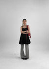 Lerding Nylon Balloon Pleated Mini Dress