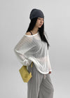 Raot Linen Loose Fit Knit Long Sleeve Tee
