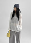 Raot Linen Loose Fit Knit Long Sleeve Tee