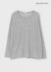 Raot Linen Loose Fit Knit Long Sleeve Tee