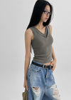 Mobeldi Layered Hooded Sleeveless Tee