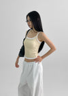 Roperjean Ribbed Square Neck Sleeveless Top