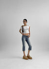 Chongnut Washed Denim Capri Pants