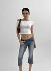 Chongnut Washed Denim Capri Pants