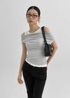 Tieq Layered Drape Sleeveless Short Sleeve Tee