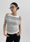 Tieq Layered Drape Sleeveless Short Sleeve Tee