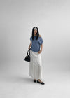 Kumnet Off-Shoulder Striped Shirred Short-Sleeve Tee