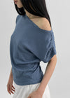 Kumnet Off-Shoulder Striped Shirred Short-Sleeve Tee