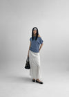 Kumnet Off-Shoulder Striped Shirred Short-Sleeve Tee