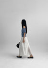 Kumnet Off-Shoulder Striped Shirred Short-Sleeve Tee