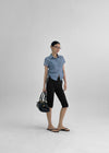 Raksin Sheer Stripe String Short Sleeve Shirt