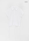 Raksin Sheer Stripe String Short Sleeve Shirt
