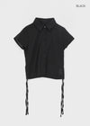Raksin Sheer Stripe String Short Sleeve Shirt