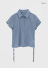 Raksin Sheer Stripe String Short Sleeve Shirt