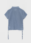 Raksin Sheer Stripe String Short Sleeve Shirt