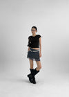 Nakzol Back Banding Chiffon Mini Skirt