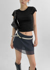Nakzol Back Banding Chiffon Mini Skirt