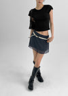 Nakzol Back Banding Chiffon Mini Skirt
