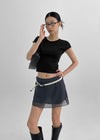 Nakzol Back Banding Chiffon Mini Skirt