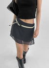 Nakzol Back Banding Chiffon Mini Skirt