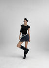 Nakzol Back Banding Chiffon Mini Skirt