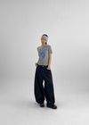 Ranno Printed Asymmetric Off-Shoulder Short Sleeve Tee