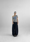 Ranno Printed Asymmetric Off-Shoulder Short Sleeve Tee