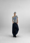 Ranno Printed Asymmetric Off-Shoulder Short Sleeve Tee