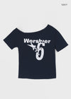 Ranno Printed Asymmetric Off-Shoulder Short Sleeve Tee