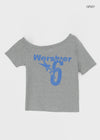 Ranno Printed Asymmetric Off-Shoulder Short Sleeve Tee