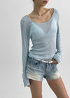Yuuni U-Neck Summer Ribbed Long Sleeve Tee